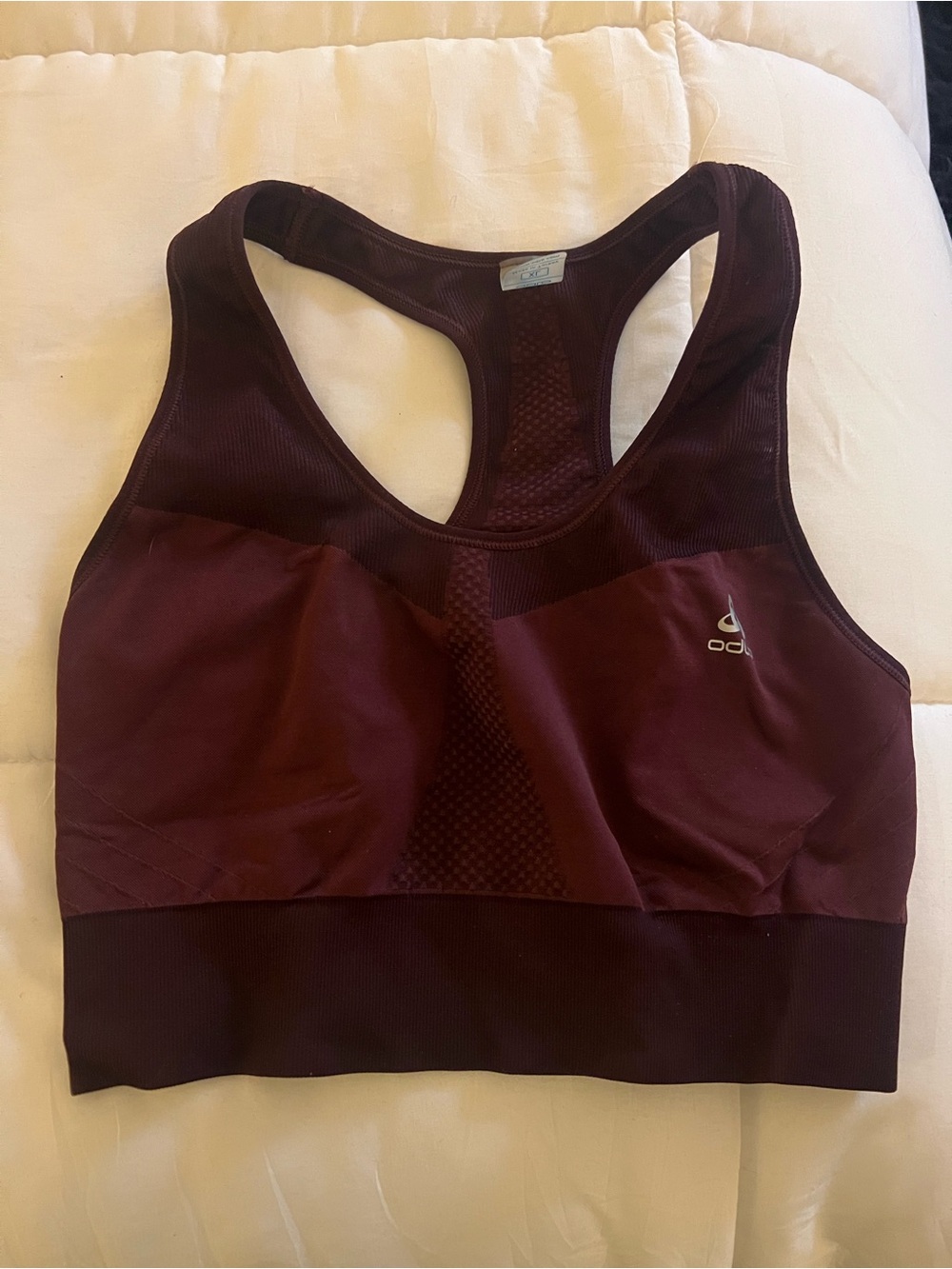 Odlo Burgundy Racerback Sports Bra with Mesh Panels